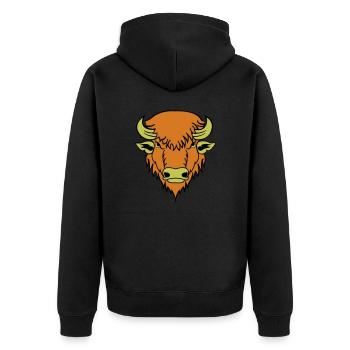 Buffalo - Unisex Premium Organic Zip Hoodie - black - Back - Nico (187cm)