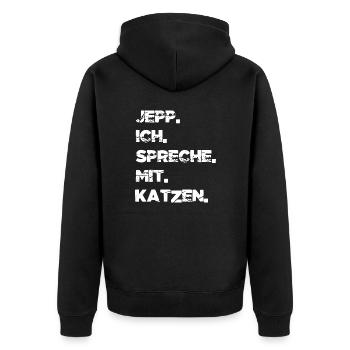 cool perserkatze geschenk weihnachten lustig - Unisex Premium Bio Zip Hoodie - Schwarz - Hinten - Nico (187cm)