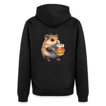 Little fat beer lover: Hamster - Unisex Premium Organic Zip Hoodie - black - Back - Nico (187cm)