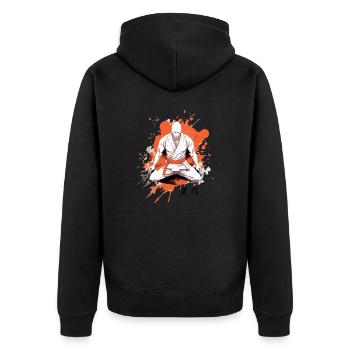 The fighter - Unisex Premium Organic Zip Hoodie - black - Back - Nico (187cm)