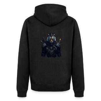 WIKINGER BERSERKER TIGER I VIKINGS - Unisex Premium Bio Zip Hoodie - Schwarz - Hinten - Nico (187cm)
