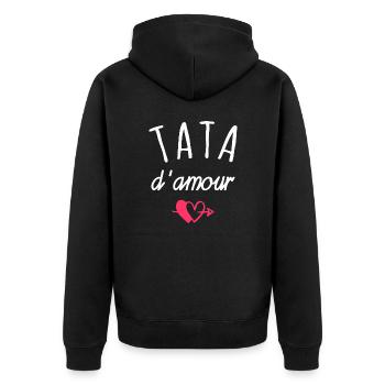 tata d amour / cadeau humour tata - Veste à capuche bio Premium Unisexe - noir - Dos - Nico (187cm)