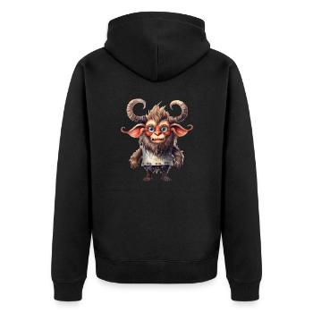 Dessin à l’aquarelle de Krampus - Veste à capuche bio Premium Unisexe - noir - Dos - Nico (187cm)