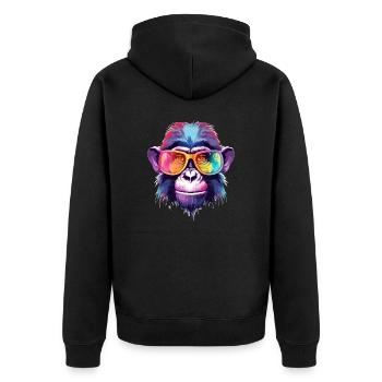Djimbo le singe à lunettes - Veste à capuche bio Premium Unisexe - noir - Dos - Nico (187cm)