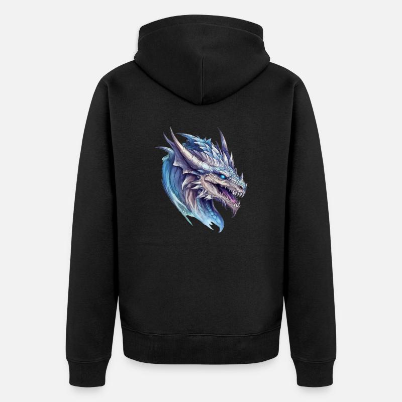 Dessin à l’aquarelle du dragon - Veste à capuche bio Premium Unisexe - noir