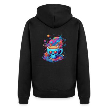 Mystical Skull Cup, Colorful Skull - Unisex Premium Organic Zip Hoodie - black - Back - Nico (187cm)