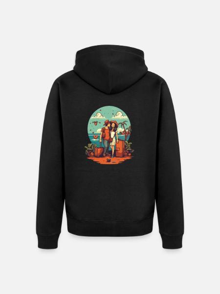 Reisen mit Liebe - Unisex Premium Bio Zip Hoodie - Schwarz