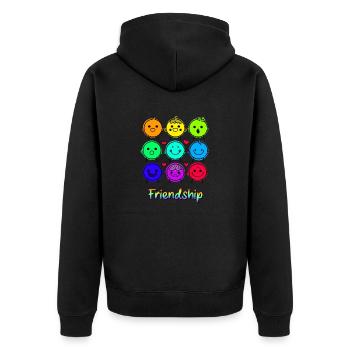 In The Name Of Friendship - Unisex Premium Organic Zip Hoodie - black - Back - Nico (187cm)