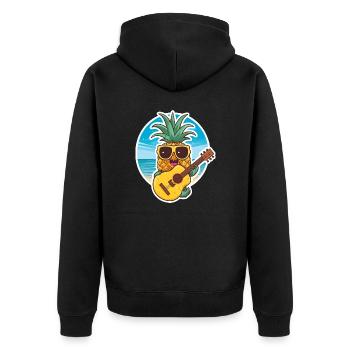 Ukulele Pineapple - Unisex Premium Bio Zip Hoodie - Schwarz - Hinten - Nico (187cm)