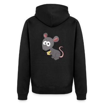 Maus /Ratte - Unisex Premium Bio Zip Hoodie - Schwarz - Hinten - Nico (187cm)