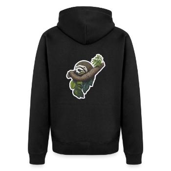Faultier Faul Langsam Schlafen Lustig - Unisex Premium Bio Zip Hoodie - Schwarz - Hinten - Nico (187cm)