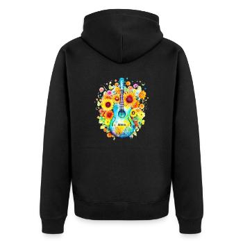 Hippie soul groovy Summer time Good vibes 70s 80s - Unisex Premium Organic Zip Hoodie - black - Back - Nico (187cm)