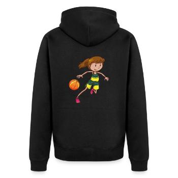 Ballsport - Unisex Premium Bio Zip Hoodie - Schwarz - Hinten - Nico (187cm)