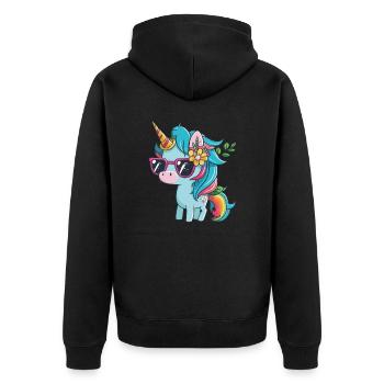 unicorn - Unisex Premium Bio Zip Hoodie - Schwarz - Hinten - Nico (187cm)