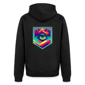 Retro 2 cut - Unisex Premium Bio Zip Hoodie - Schwarz - Hinten - Nico (187cm)