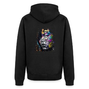 Graffiti Street Art Spray Vintage Schablone Retro - Unisex Premium Bio Zip Hoodie - Schwarz - Hinten - Nico (187cm)