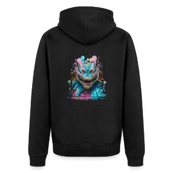 Graffiti Street Art Sprühfarben Cooler Künstler Retro - Unisex Premium Bio Zip Hoodie - Schwarz - Hinten - Nico (187cm)