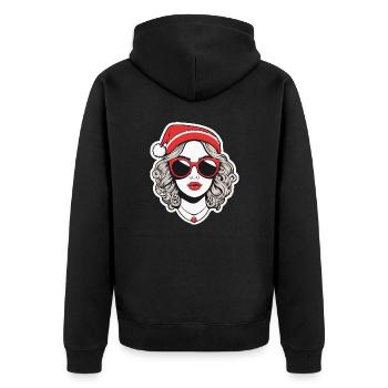 Mädchen Weihnachten Illustration - Unisex Premium Bio Zip Hoodie - Schwarz - Hinten - Nico (187cm)