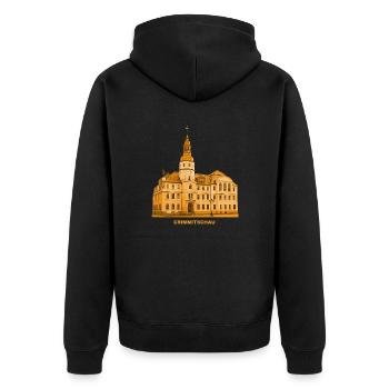 Hôtel de ville de Crimmitschau Pleiße Zwickau, Saxe - Veste à capuche bio Premium Unisexe - noir - Dos - Nico (187cm)