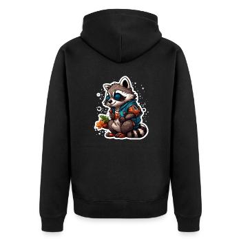 Raccoon / Animal / Zoo / Wild / Cute / Predator - Unisex Premium Organic Zip Hoodie - black - Back - Nico (187cm)
