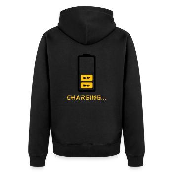 Beer Charging - Unisex Premium Organic Zip Hoodie - black - Back - Nico (187cm)
