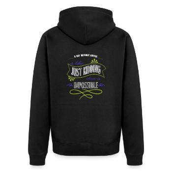 happy coffee lover gift sayings geek caffeine - Unisex Premium Bio Zip Hoodie - Schwarz - Hinten - Nico (187cm)