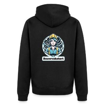 Bauarbeiterin Frau hochladen - Unisex Premium Bio Zip Hoodie - Schwarz - Hinten - Nico (187cm)