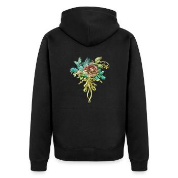 Blumen Frauen Frauenpower Design Kunst Weiblicher Stil - Unisex Premium Bio Zip Hoodie - Schwarz - Hinten - Nico (187cm)