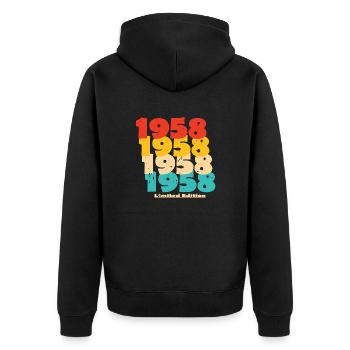 1958: Limited Edition - 66th Anniversary - Unisex Premium Organic Zip Hoodie - black - Back - Nico (187cm)