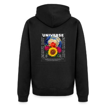 Earth Day - Unisex Premium Organic Zip Hoodie - black - Back - Nico (187cm)
