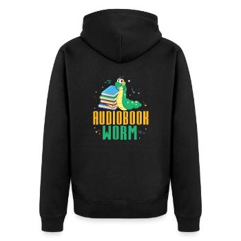Oreilles toujours ouvertes : Fier ver de livre audio - Veste à capuche bio Premium Unisexe - noir - Dos - Nico (187cm)