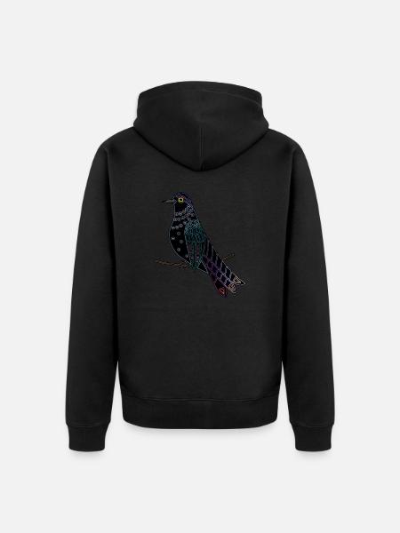 Bunter Vogel - Unisex Premium Bio Zip Hoodie - Schwarz
