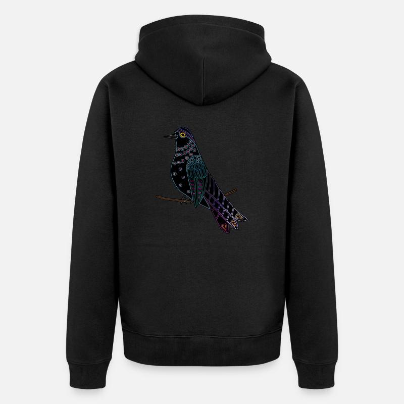 Bunter Vogel - Unisex Premium Bio Zip Hoodie - Schwarz