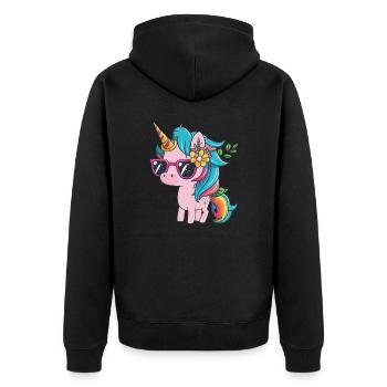 unicorn - Unisex Premium Bio Zip Hoodie - Schwarz - Hinten - Nico (187cm)