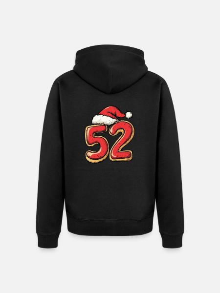 52 Number Christmas Cookie - Unisex Premium Organic Zip Hoodie - black