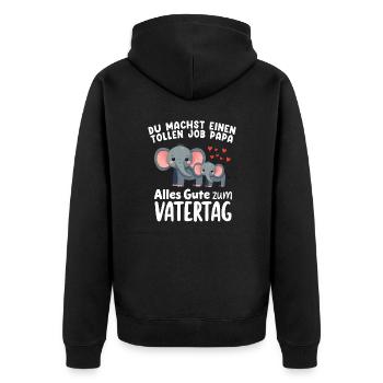 Elefanten Du Machst einen tollen Job Papa Vatertag - Unisex Premium Bio Zip Hoodie - Schwarz - Hinten - Nico (187cm)