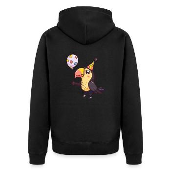 Toucan oiseau anniversaire bande dessinée mignon - Veste à capuche bio Premium Unisexe - noir - Dos - Nico (187cm)