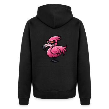 Flamingo Comic Cool - Unisex Premium Bio Zip Hoodie - Schwarz - Hinten - Nico (187cm)