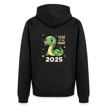 Réveillon du Nouvel An en Chine - Serpent 2025 - Veste à capuche bio Premium Unisexe - noir - Dos - Nico (187cm)