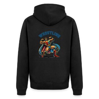 Wrestling - Unisex Premium Bio Zip Hoodie - Schwarz - Hinten - Nico (187cm)
