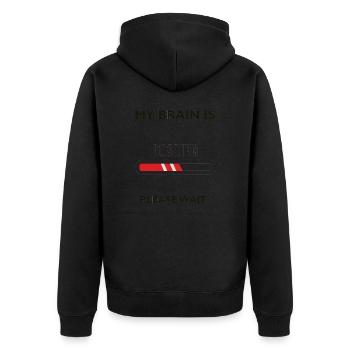 MY BRAIN IS LOADING PLEASE WAIT... Geschenk - Unisex Premium Bio Zip Hoodie - Schwarz - Hinten - Nico (187cm)