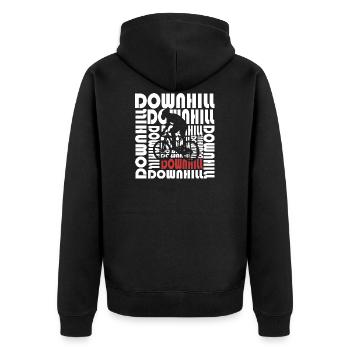 Downhill - Unisex Premium Organic Zip Hoodie - black - Back - Nico (187cm)