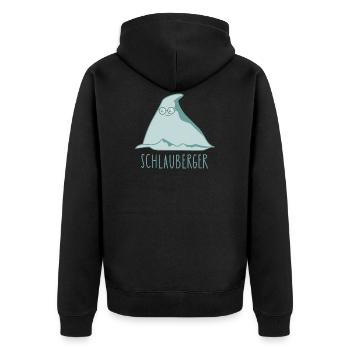 Lustiger Berg- Schlauberger - Unisex Premium Bio Zip Hoodie - Schwarz - Hinten - Nico (187cm)