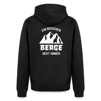 Bergsteiger Berge Alpen Gebirge Wandern Wanderer - Unisex Premium Bio Zip Hoodie - Schwarz - Hinten - Nico (187cm)