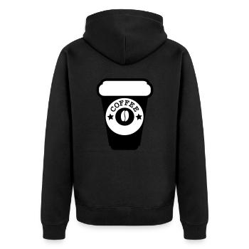 Kaffee - Unisex Premium Bio Zip Hoodie - Schwarz - Hinten - Nico (187cm)