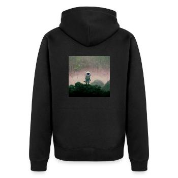 Lonely Voyager 052 - Unisex Premium Bio Zip Hoodie - Schwarz - Hinten - Nico (187cm)