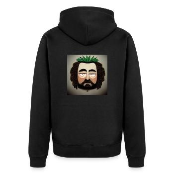 Rastafarian style cartoon AI painting - Unisex Premium Bio Zip Hoodie - Schwarz - Hinten - Nico (187cm)