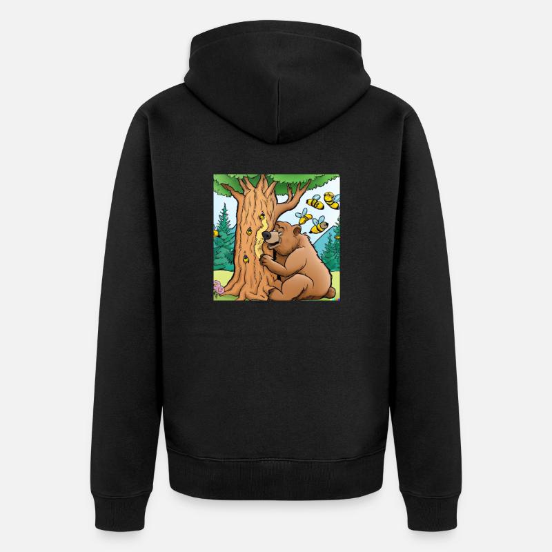 Le grizzli mange du miel - Veste à capuche bio Premium Unisexe - noir