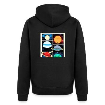 Planeten im Weltraum-Comic-Stil - Unisex Premium Bio Zip Hoodie - Schwarz - Hinten - Nico (187cm)