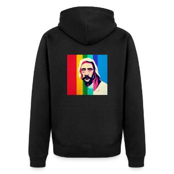Diversity-Jesus - Unisex Premium Bio Zip Hoodie - Schwarz - Hinten - Nico (187cm)
